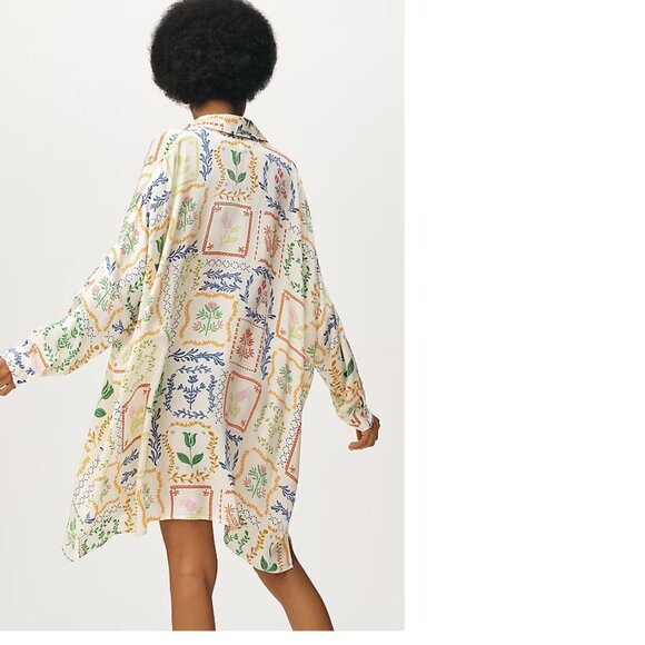 Anthropologie Corey Lynn Calter Long-Sleeve Printed Mini Shirt Dress 1X NEW NW - Picture 3 of 10